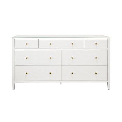 Worlds Away Carnegie Chest - Textured White Linen