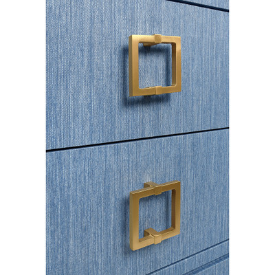 Worlds Away Cole Side Table - Blue Dyed Grasscloth