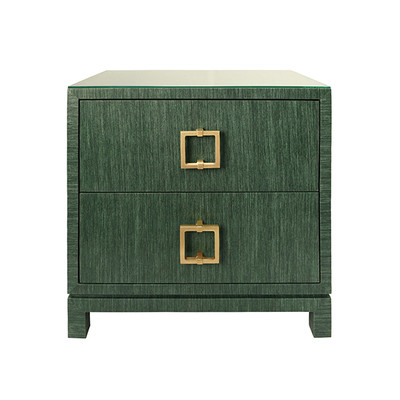 Worlds Away Cole Side Table - Green Dyed Grasscloth