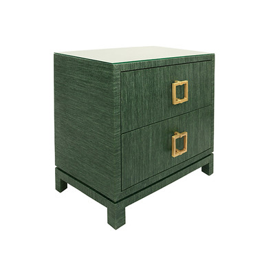 Worlds Away Cole Side Table - Green Dyed Grasscloth