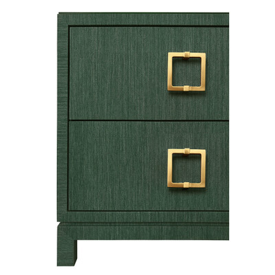 Worlds Away Cole Side Table - Green Dyed Grasscloth