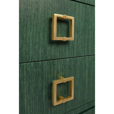 Worlds Away Cole Side Table - Green Dyed Grasscloth