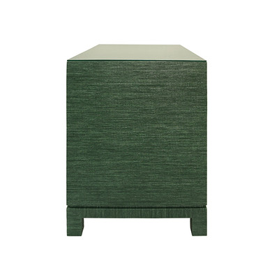 Worlds Away Cole Side Table - Green Dyed Grasscloth