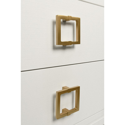 Worlds Away Cole Side Table - White Textured Linen