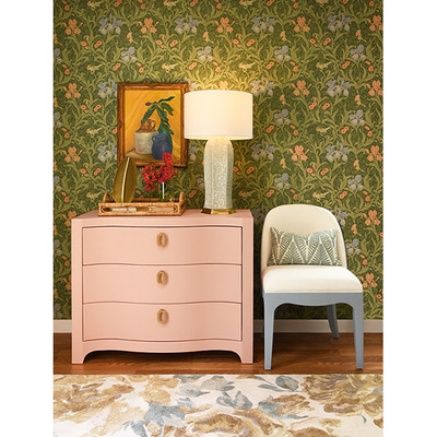 Worlds Away Cora Chest - Textured Pink Linen