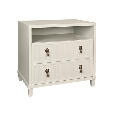 Worlds Away Corine Side Table - Matte Antique White Lacquer