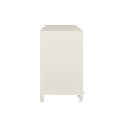 Worlds Away Corine Side Table - Matte Antique White Lacquer