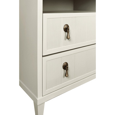Worlds Away Corine Side Table - Matte Antique White Lacquer