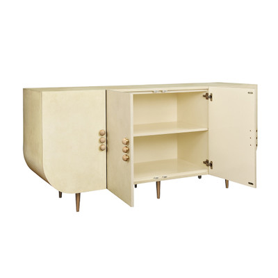 Worlds Away Deluca Buffet - Beige Faux Parchment