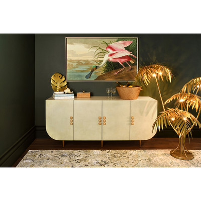 Worlds Away Deluca Buffet - Beige Faux Parchment