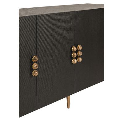 Worlds Away Deluca Buffet - Black Painted Grasscloth