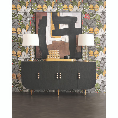 Worlds Away Deluca Buffet - Black Painted Grasscloth