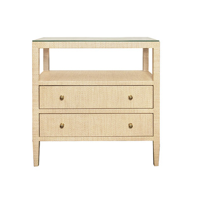 Worlds Away Douglas Side Table - Natural Grasscloth