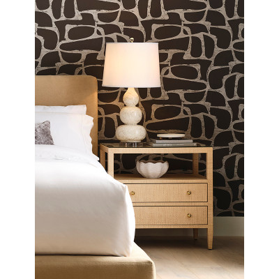 Worlds Away Douglas Side Table - Natural Grasscloth
