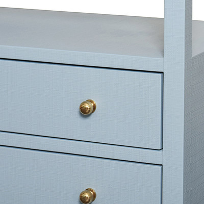 Worlds Away Douglas Side Table - Textured Light Blue Linen