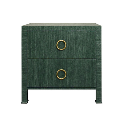 Worlds Away Edelman Side Table - Dyed Green Grasscloth