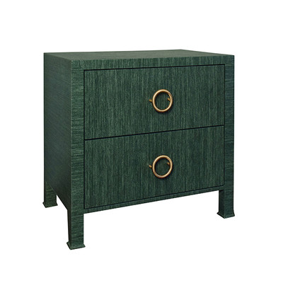 Worlds Away Edelman Side Table - Dyed Green Grasscloth