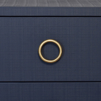 Worlds Away Edelman Side Table - Textured Navy Linen