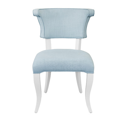 Worlds Away Eloise Dining Chair - Performance Light Blue Linen