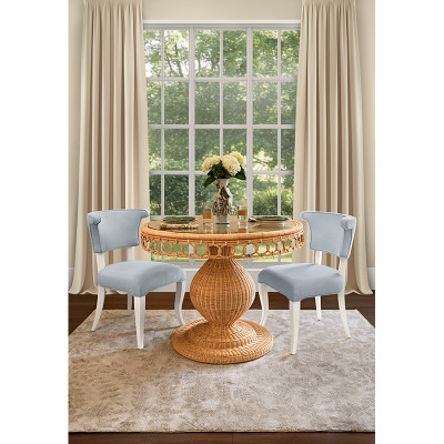 Worlds Away Eloise Dining Chair - Performance Light Blue Linen