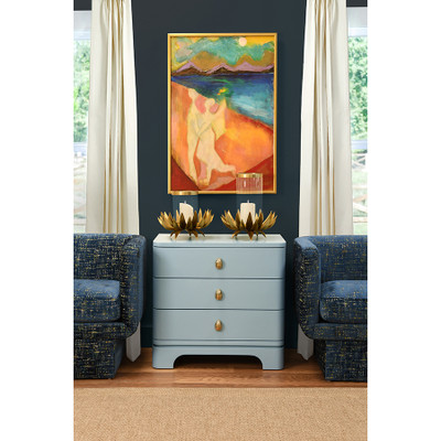 Worlds Away Fortune Side Table - Light Blue Matte Lacquer