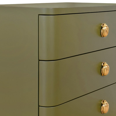 Worlds Away Fortune Side Table - Olive Green Matte Lacquer