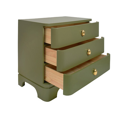 Worlds Away Fortune Side Table - Olive Green Matte Lacquer