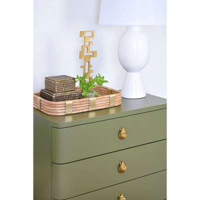 Worlds Away Fortune Side Table - Olive Green Matte Lacquer