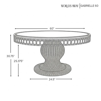 Worlds Away Gabrielle Dining Table - 60"