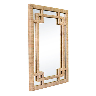 Worlds Away Geneva Mirror - Wrapped Natural Rattan