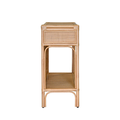 Worlds Away Gideon Console Table - Natural Rattan