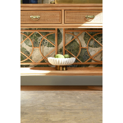 Worlds Away Gideon Console Table - Natural Rattan