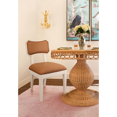 Worlds Away Hayden Dining Chair - Camel Faux Leather