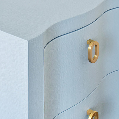 Worlds Away Helena Side Table - Light Blue Textured Linen