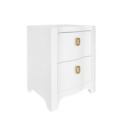Worlds Away Helena Side Table - White Textured Linen