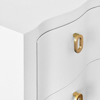Worlds Away Helena Side Table - White Textured Linen