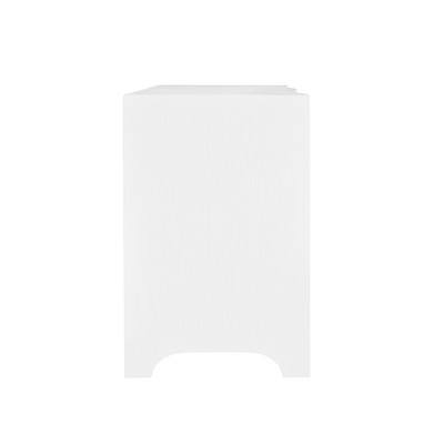 Worlds Away Helena Side Table - White Textured Linen