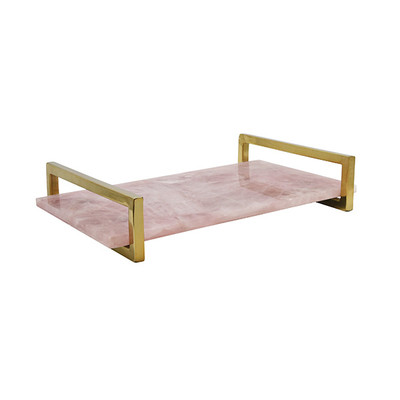 Worlds Away Jarvis Tray - Pink Quartz Tray