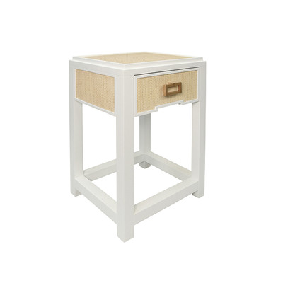 Worlds Away Jean Side Table - Natural Grasscloth