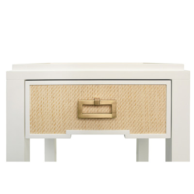 Worlds Away Jean Side Table - Natural Grasscloth
