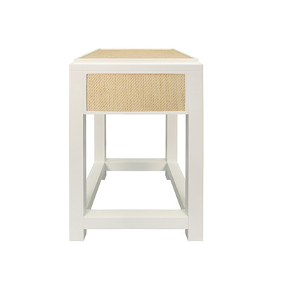 Worlds Away Jean Side Table - Natural Grasscloth