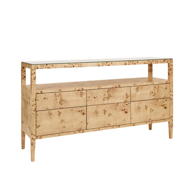 Worlds Away Jordan Console - Burl Wood