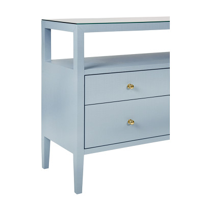 Worlds Away Jordan Console - Textured Light Blue Linen