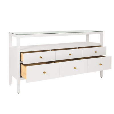 Worlds Away Jordan Console - Textured White Linen