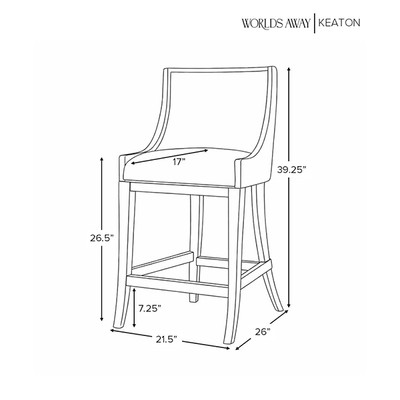 Worlds Away Keaton Counter Stool - Brown
