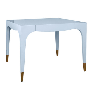Worlds Away Lacey Game Table - Light Blue Lacquer