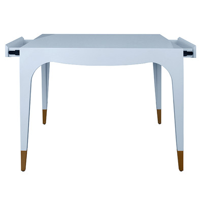 Worlds Away Lacey Game Table - Light Blue Lacquer