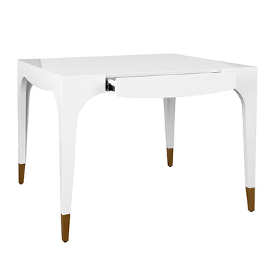 Worlds Away Lacey Game Table - White Lacquer