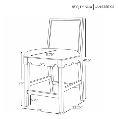 Worlds Away Lanister Counter Stool - White