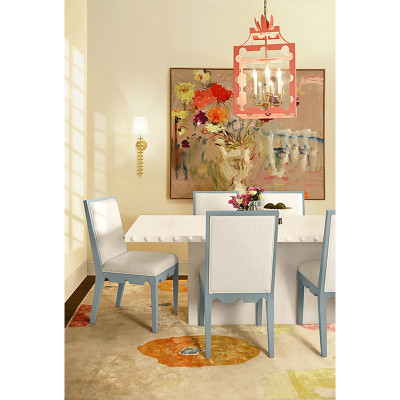 Worlds Away Lanister Dining Chair - Matte Light Blue Lacquer